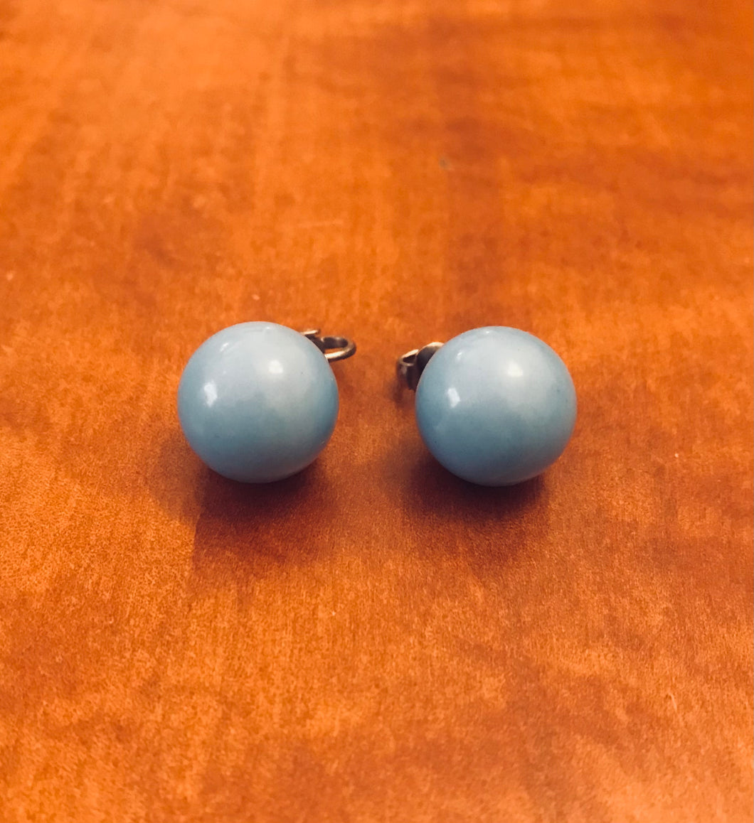 Blue 1950s clip-on earrings