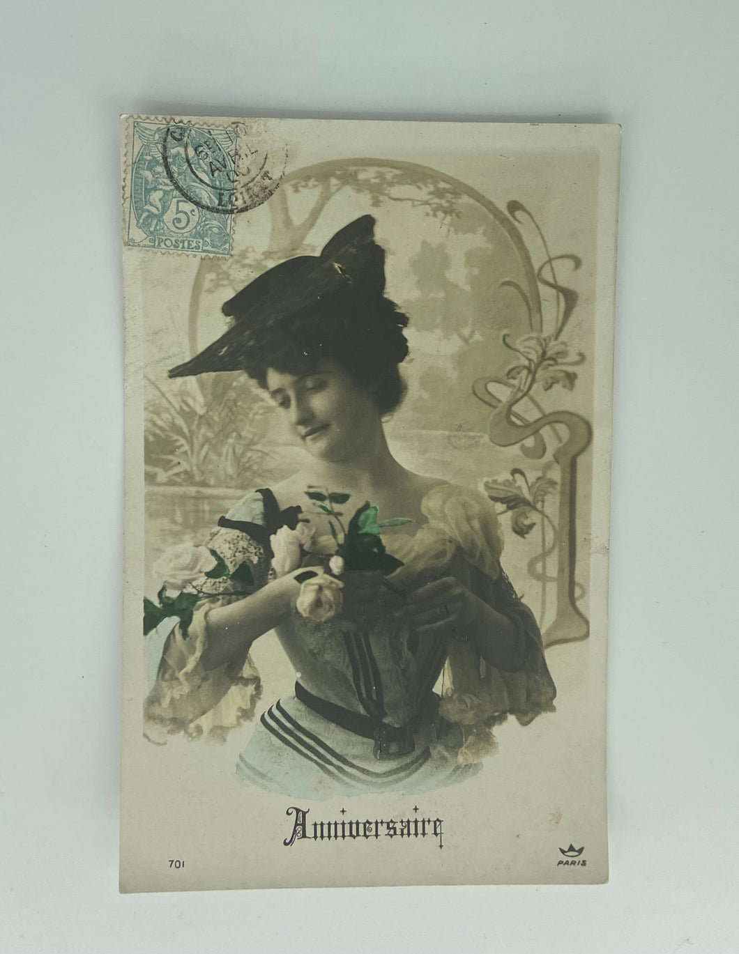 Antique French Anniversaire (Anniversary) Postcard