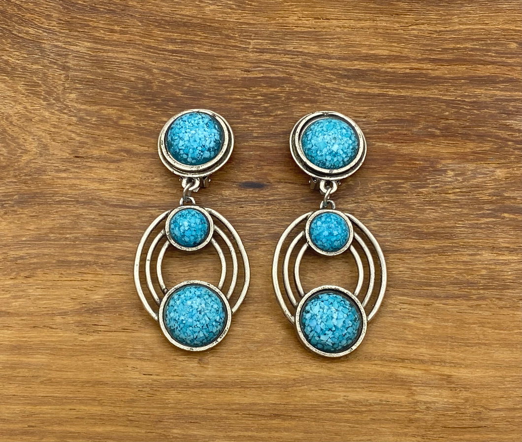 Turquoise Stone, Clip-On Earrings