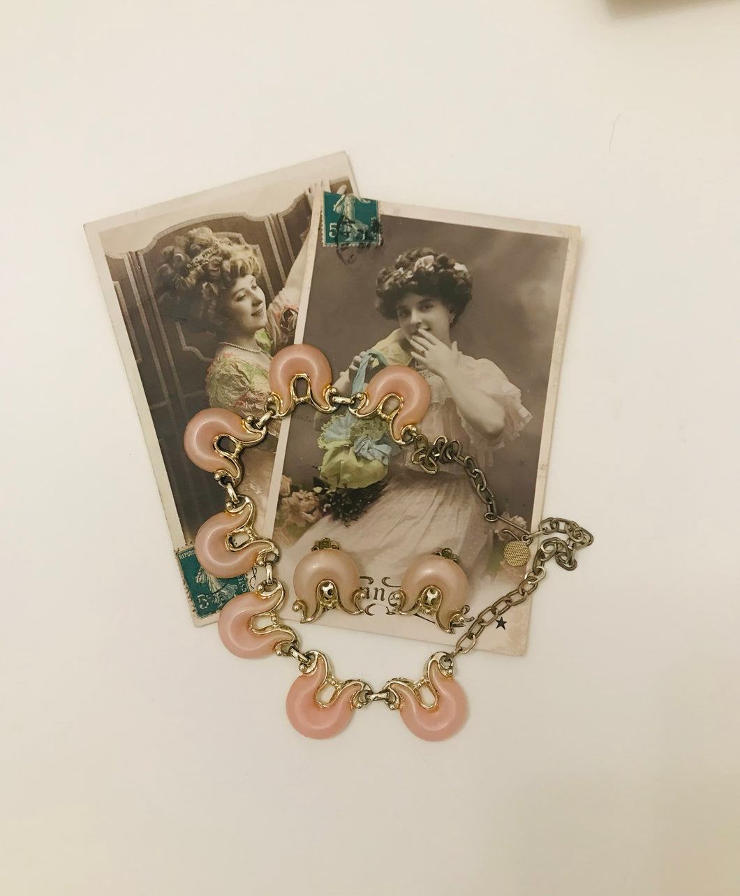 1950s necklace and clip on earrings